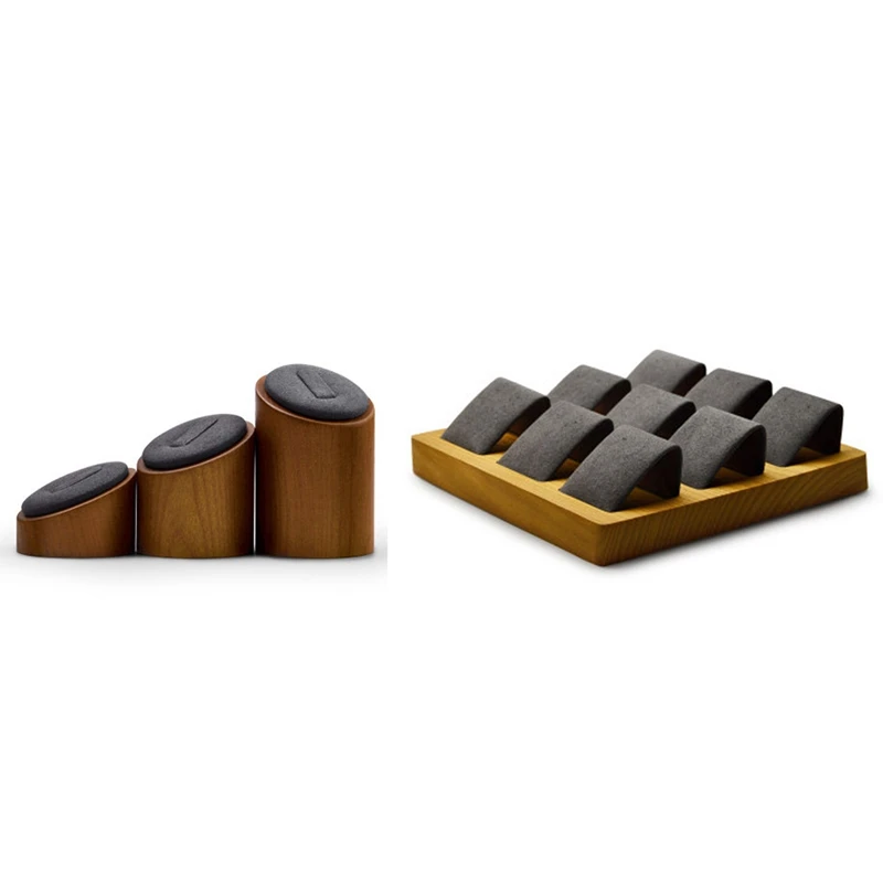 

FANXI Ring Jewelry Display Stand, Jewelry Display Stand with Wooden Earring Storage Card Holder