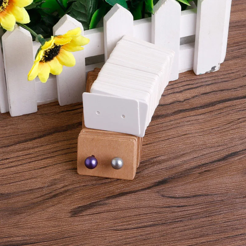 

100Pcs Blank Earrings Ear Studs Display Card Hanging Tags Kraft Paper Jewelry F2TD