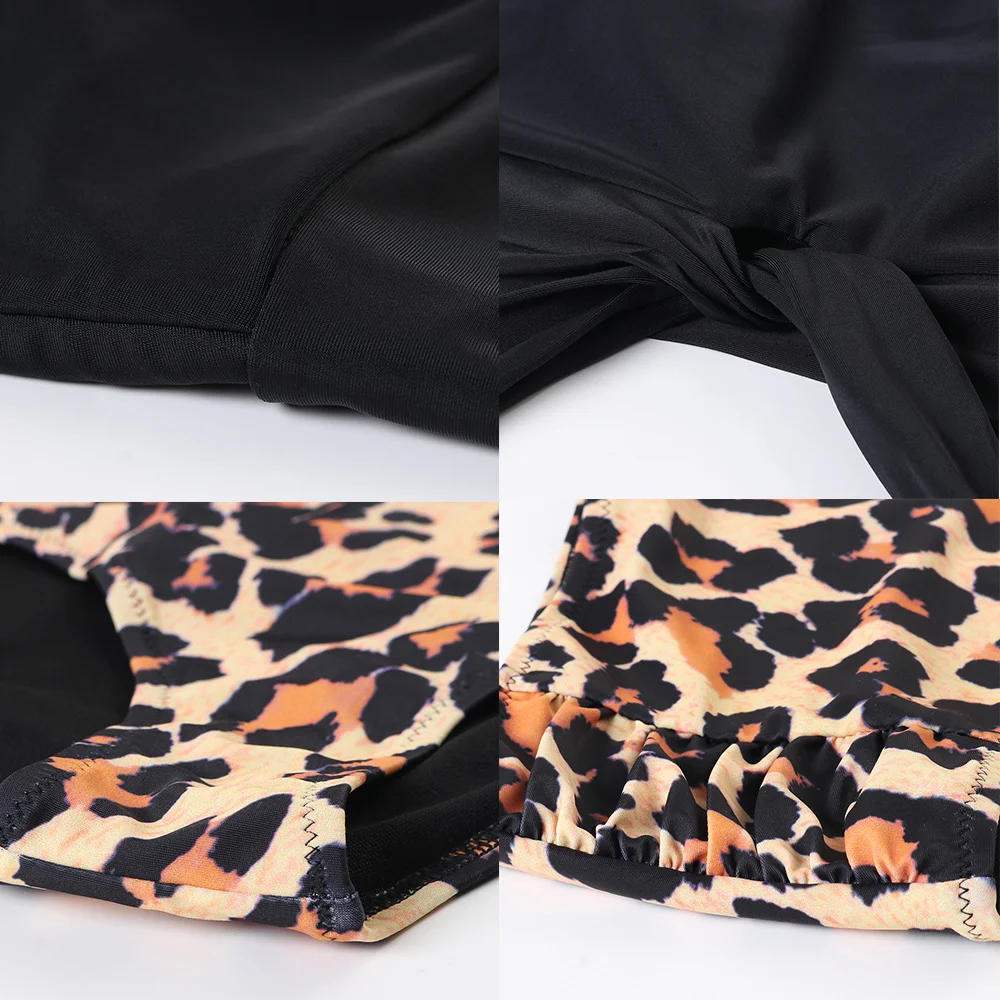 

High waist swimsuit bikini 2021 push up sexy women swimsuit vest leopard bikini suit swim beachwear suit