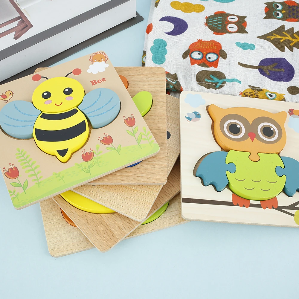 

6 Pcs Baby Toys Wooden 3d Puzzle Tangram Shapes Learning Cartoon Animal Intelligence Jigsaw Puzzle Toys for Children Educational