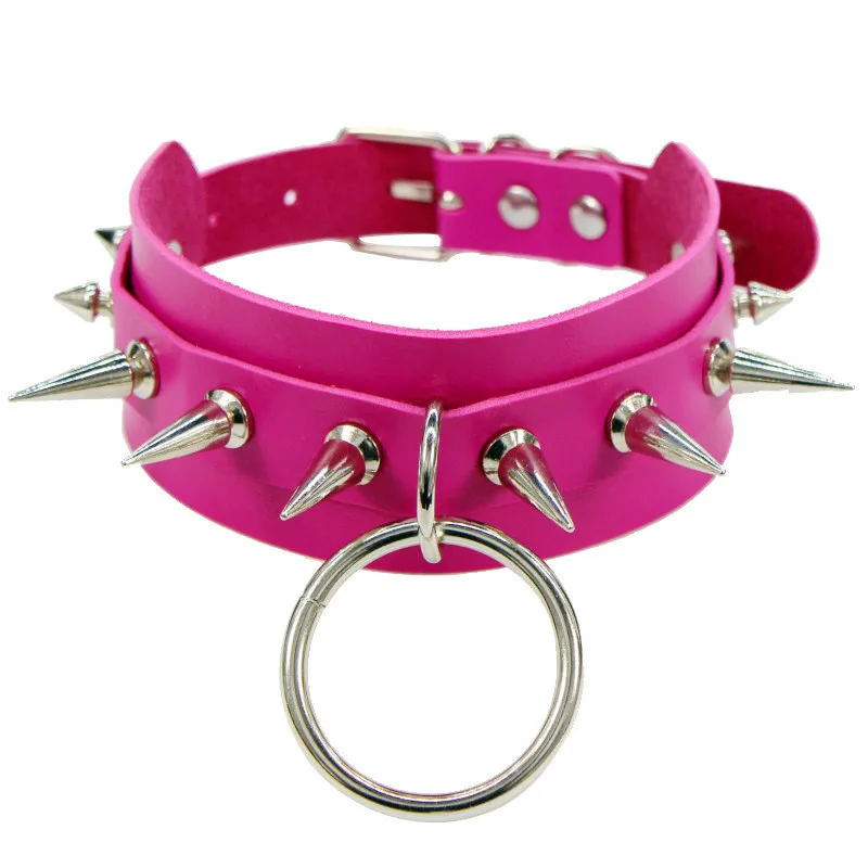 Ожерелья Чокеры в стиле хип хоп для мужчин и женщин круглые кожаные украшения