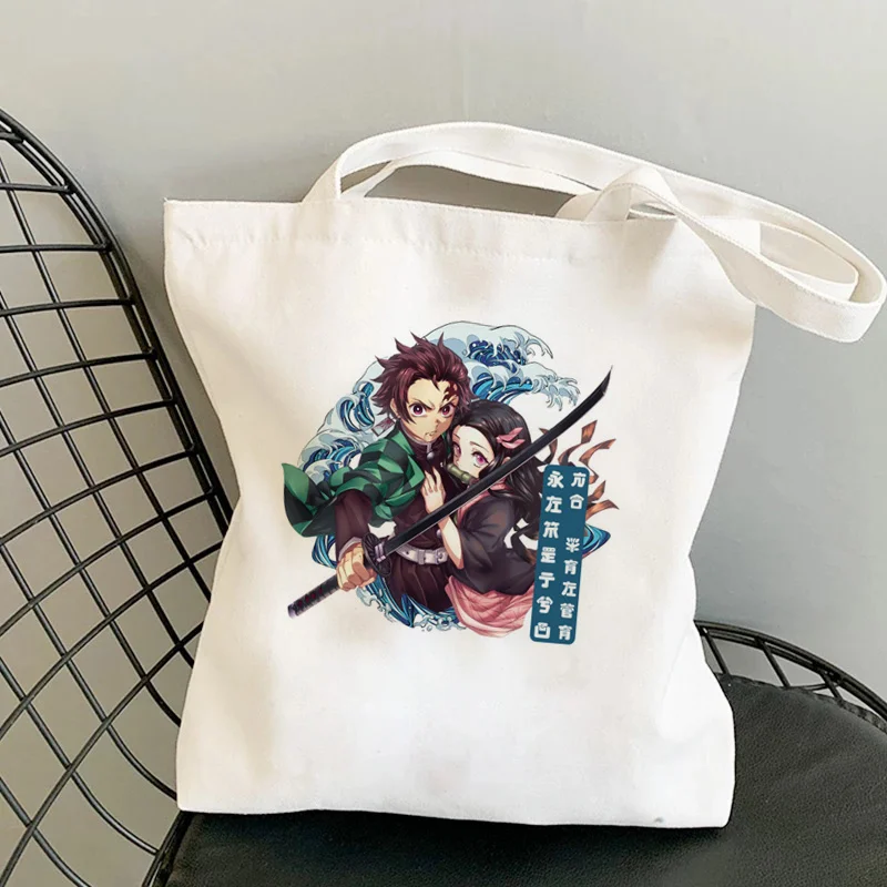 

Demon Slayer Women Casual Shoulder Canvas Bags Butterfly Print Messenger Bag College Style Harajuku Eco Reusable Tote Bag Wallet