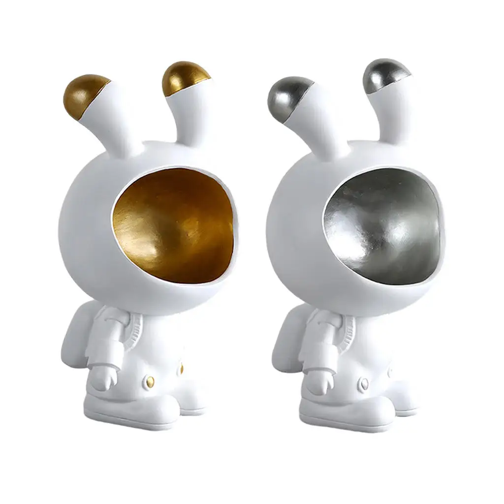 

Resin Big Mouth Space Rabbit Statue Snacks Storage Animal Sculpture for Desk Entrance