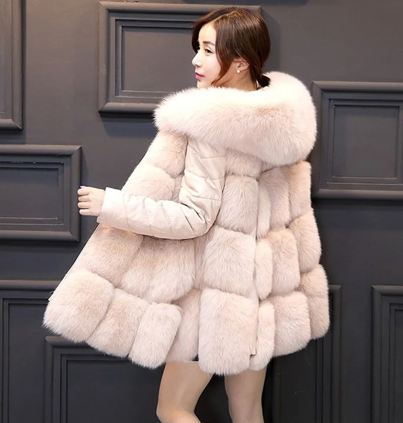 2021 Pink Winter Coat Women New Rushed Full Fur Vest Autumn The Fox Coat In Long Clothing Fur Cropped Jacket Faux Fur Plus Size