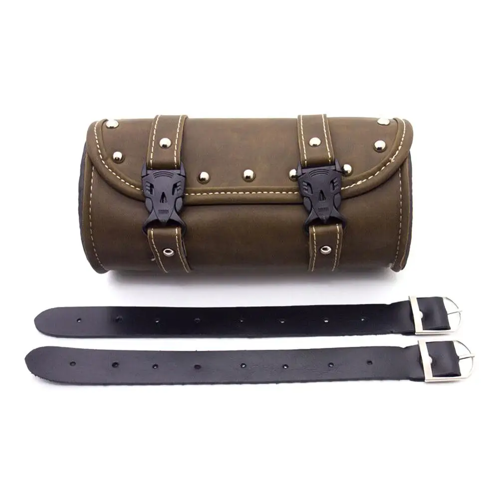 

Vintage Brown Motorcycle Saddle Bags + 2pcs Mounting Straps PU Leather Motorbike Side Tool Tail Bag Luggage for Harley Universal