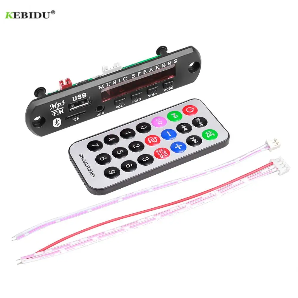 Kebidu DC 7 в-18 в MP3 декодер цветной экран Bluetooth V5.0 Автомобильный плеер USB модуль записи
