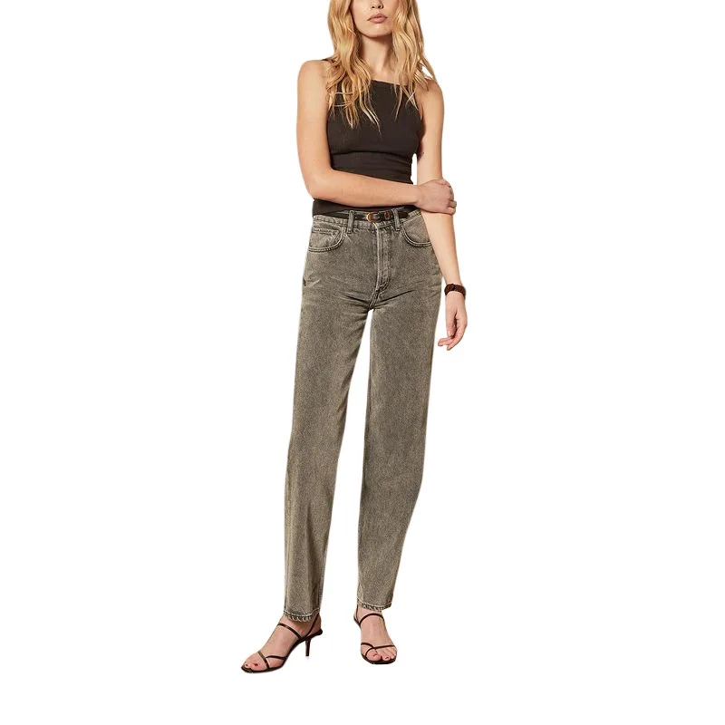 

92K21P00350 2021 summer fashion slim trend women's new high waist wide leg straight casual jeans ripped jeans for women