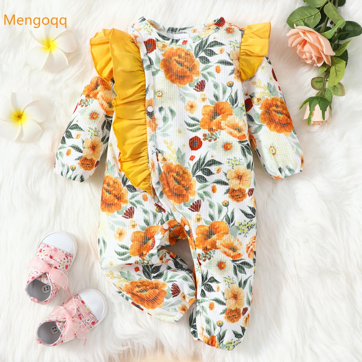 

Детский комбинезон с цветочным принтом, на возраст 0-18 месяцев