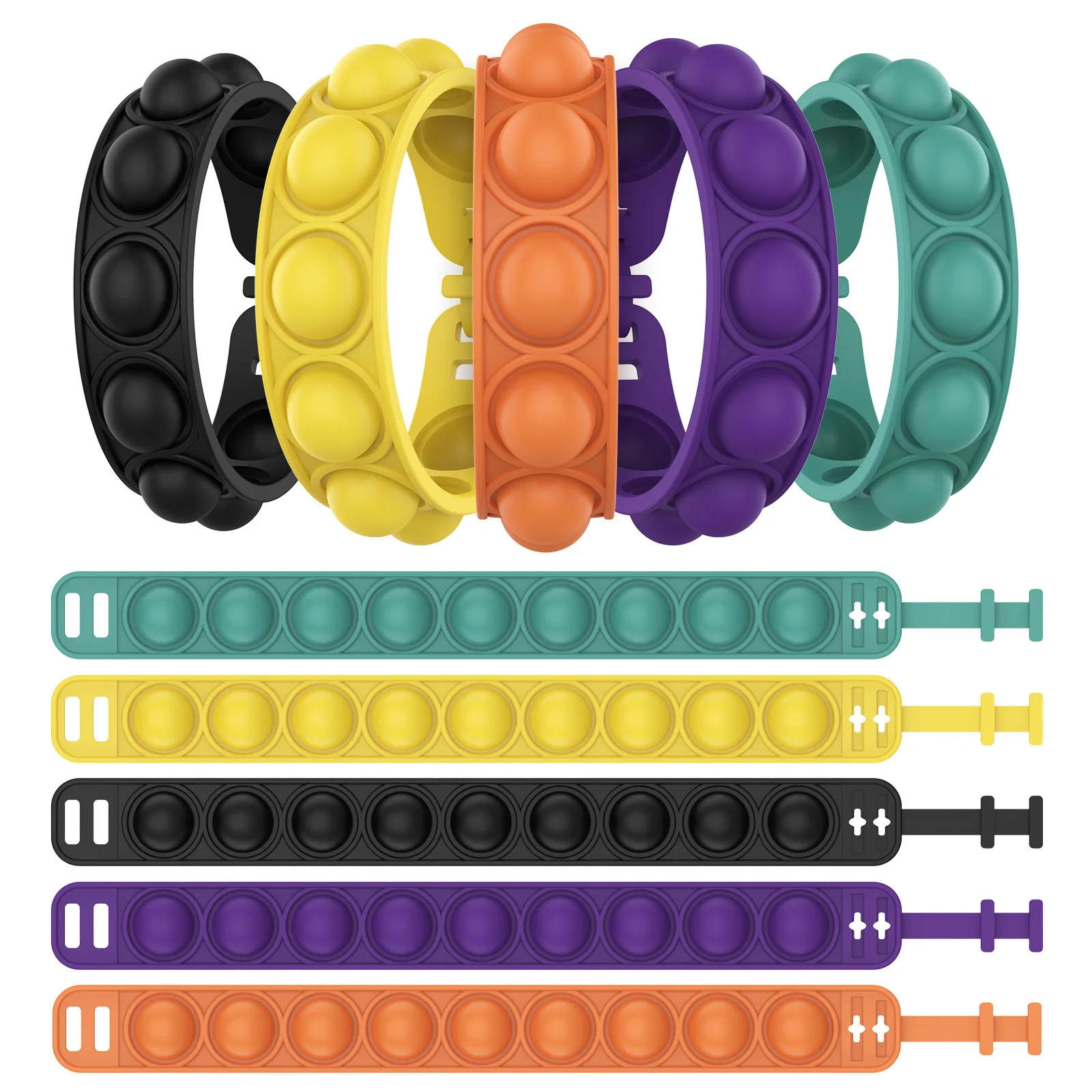 

Unzip Bracelets Push Bubble Bracelet Kid Adults Dimple Toys Silicone Wristband Hand Figet Sensory Antistress