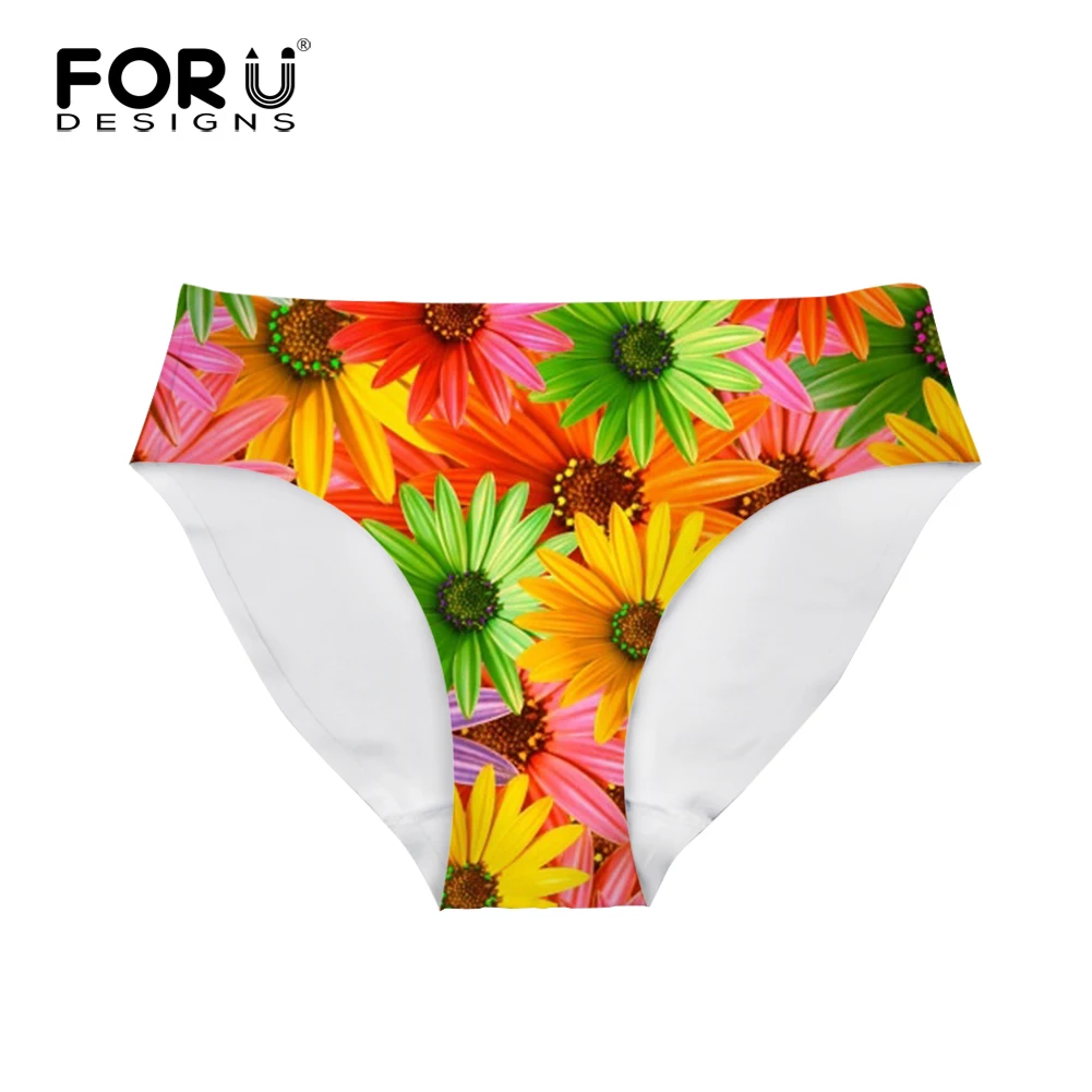 

FORUDESIGNS, 1/3 шт./комплект, женские трусики с рисунком маленькой маргаритки, нижнее белье средней талии, женские ультратонкие корректирующие тр...