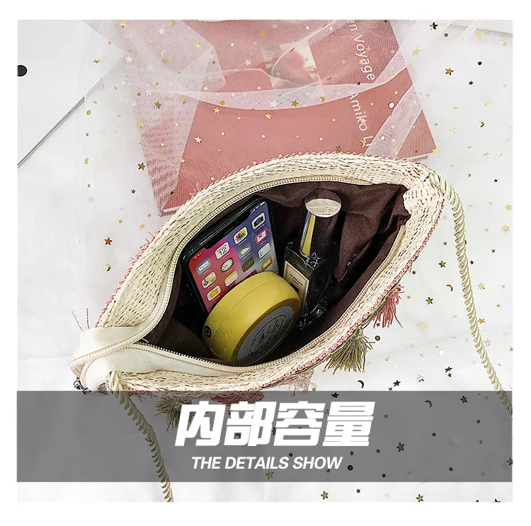 2019 Женская Винтажная сумочка из ротанга с кисточками женский богемный Летний