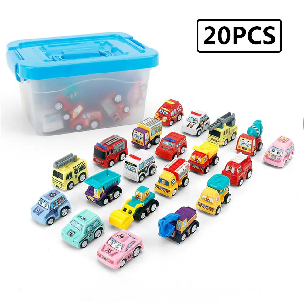 

20pcs Pull Back Car Toys Set Children Racing Car Taxi Engineering Vehicle Model Car Model Toys Educational Mini Children Gifts