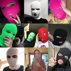 4 @ # маска на все лицо с тремя отверстиями вязаная Балаклава шапка армейская тактическая зимняя Лыжная велосипедная маска женская теплая маска для лица