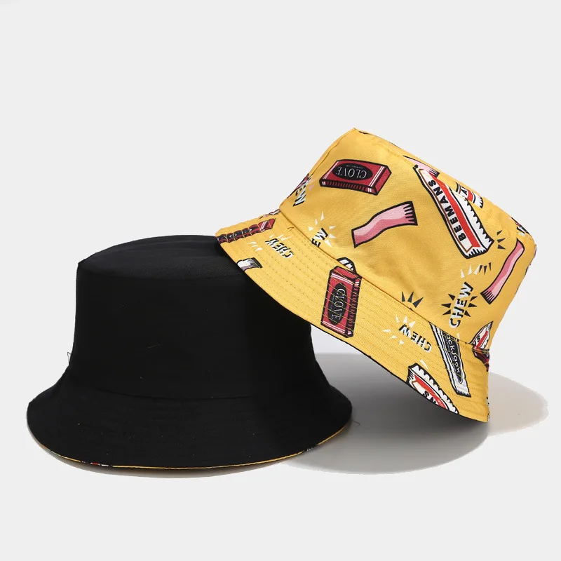 Панама двусторонняя для мужчин и женщин модная шапка в уличном стиле с принтом