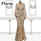 Floria Abendkleider арабские вечерние платья русалки с пышными рукавами Свадебные платья 2021 Дубай на заказ Прозрачное платье для выпускного вечера