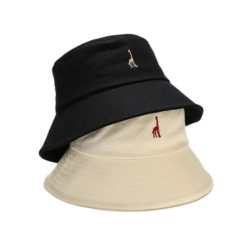 

Unisex Embroidered Giraffe Foldable Bucket Hat Beach Sun Hat Street Headwear Fisherman Outdoor Cap Men and Woman Hat
