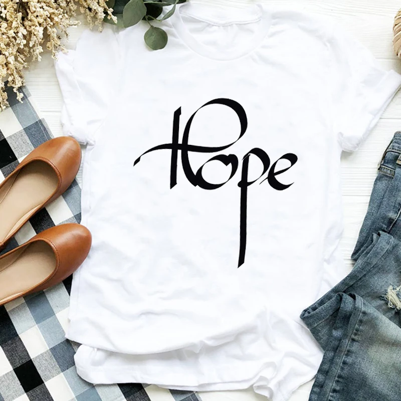 Женская модная футболка с надписью Hope Camisetas женская принтом для женщин|Футболки| |