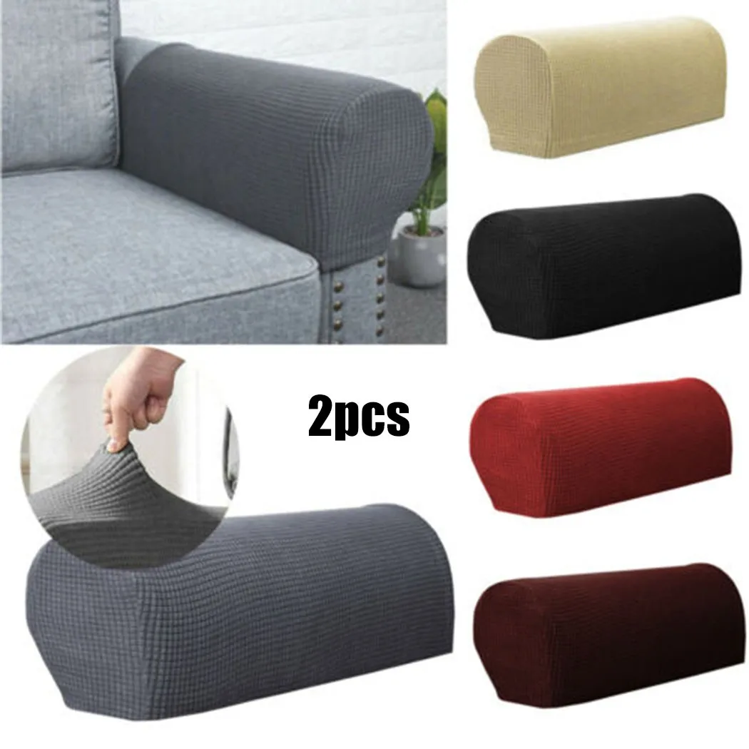 

1Set Removable Sofa Armrest Covers 2Pc Solid Color Universal Couch Chair Protector Elastic Armrest Sofa Cover For Living Room