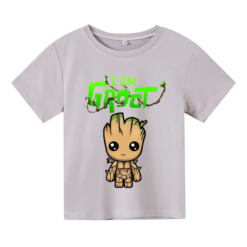 

2021 Summer Groot Solid Color Children's T-shirt Fashion Slim Top O-neck Kids Short Shirt Baby Clothes T-shirt