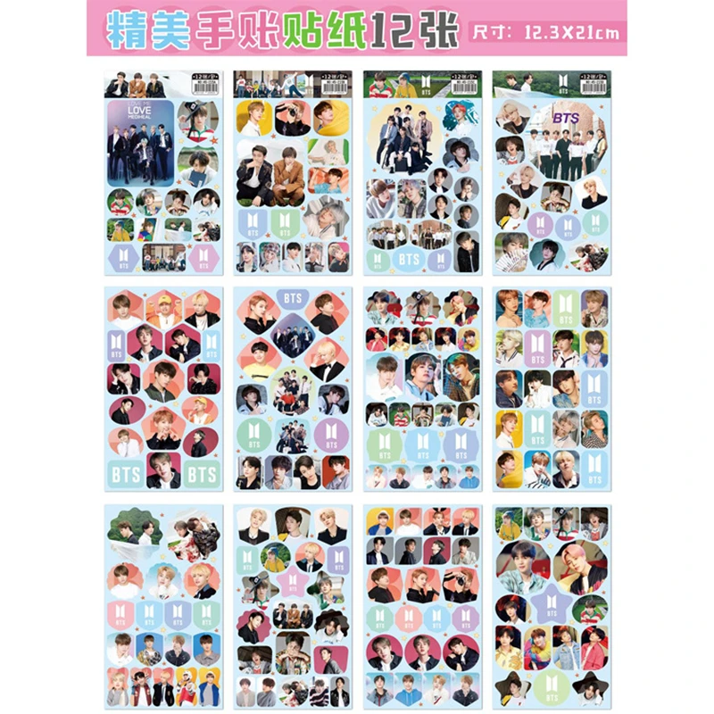 

12 наклеек Rap Monster JIN SUGA J HOPE JIMIN V JUNGKOOK