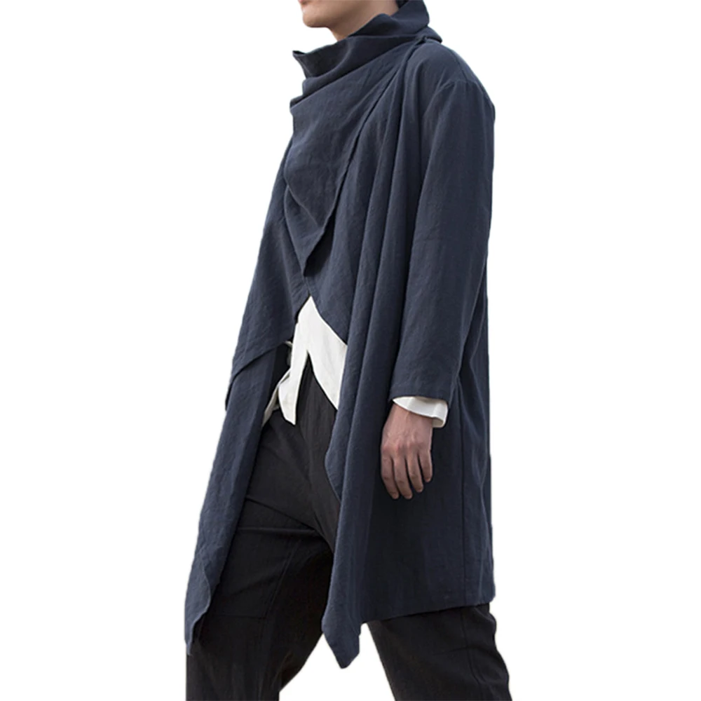 Нерегулярные Тренч Мужской плащ Одноцветный пуловер накидка с капюшоном куртка