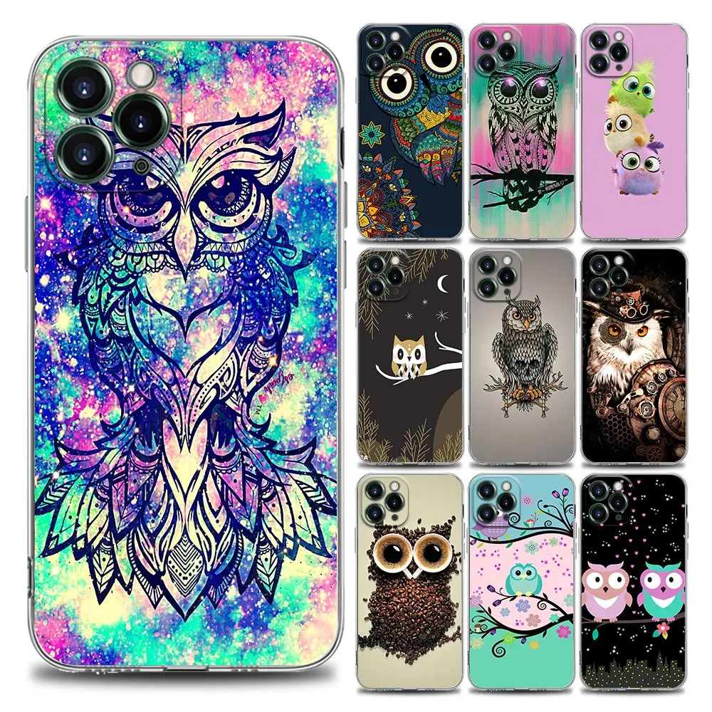 

Cute Owl Cartoon Transparent Phone Case for iPhone 11 12 13 Pro Max 7 8 SE XR XS Max 5 5s 6 6s Plus Soft Silicon TPU