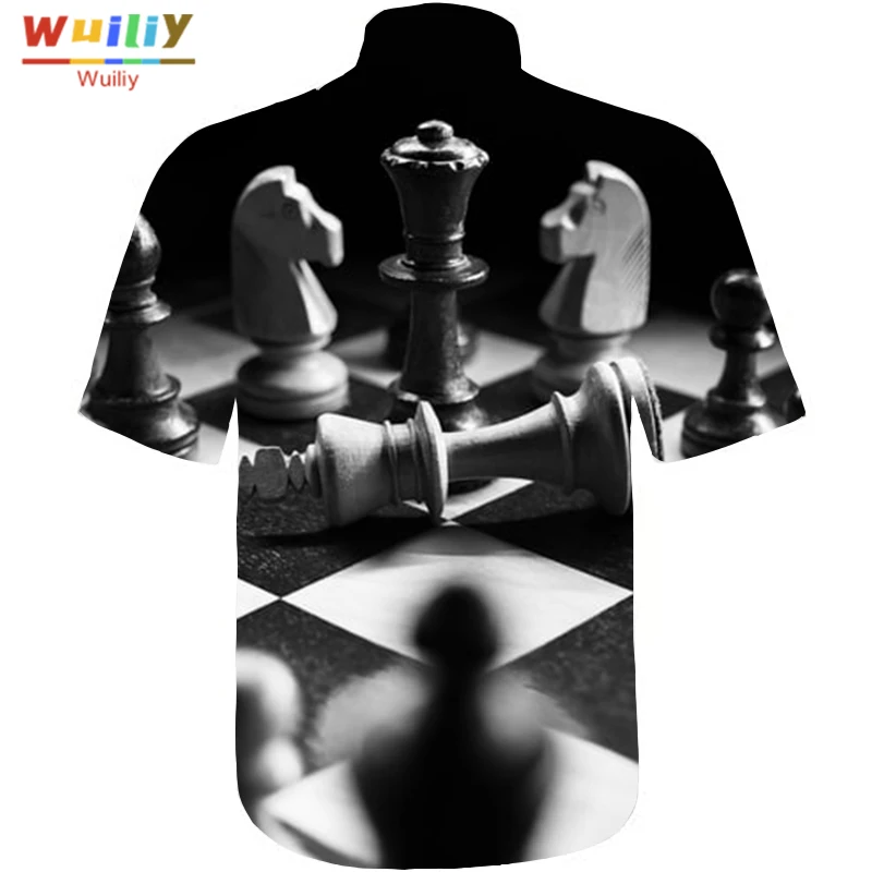 

Graphic International Chess Button Down Shirts For Men Novelty Beach 3D Pattern Summer Hawaiian Tops Fashion Shirt