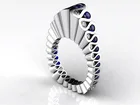 Кольцо женское серебряное с синим камнем циркония, 2020