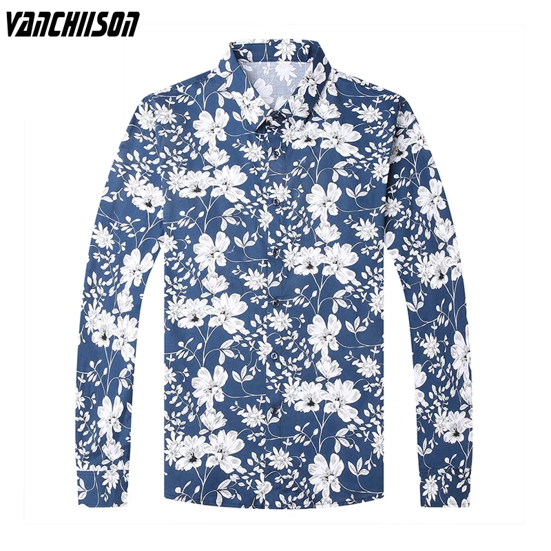 

Mens Brand Shirt Floral Casual Retro Vintage 100% Cotton for Spring Male Long Sleeve Turndown Collar Fashion Clothing A08231302