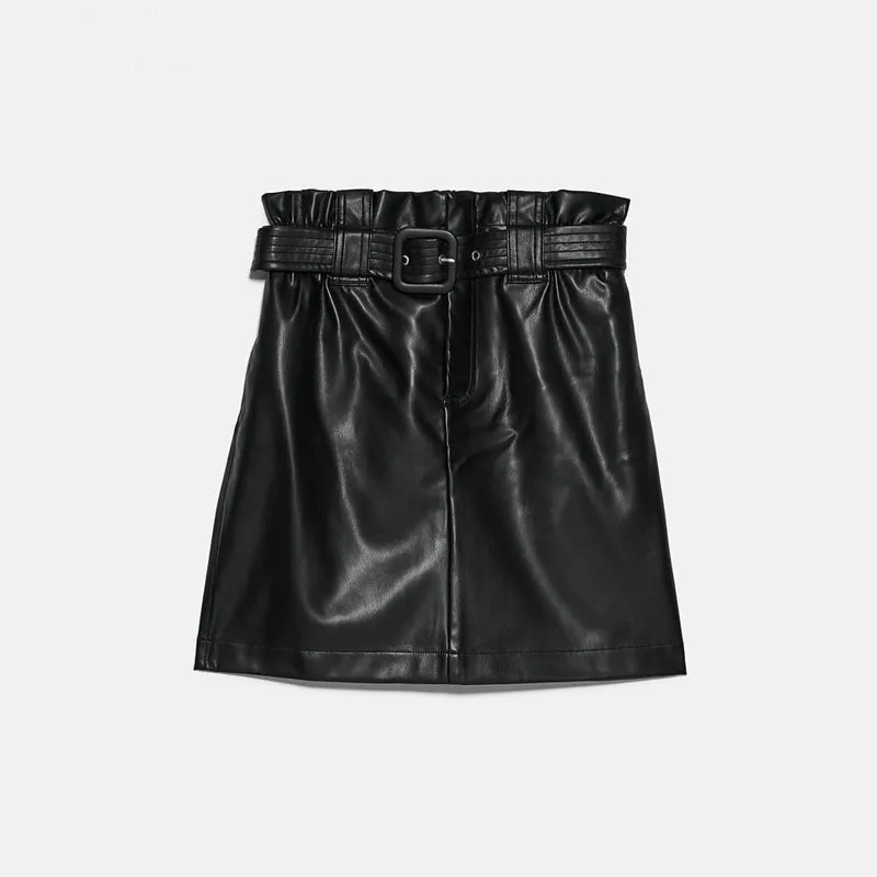 Женская шикарная юбка из искусственной кожи женская зимняя мини-юбка с