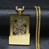 2022 stainless steel poker king pendants necklaces for womenmen long gold color chain necklace jewelry collier chaine nxh355s02