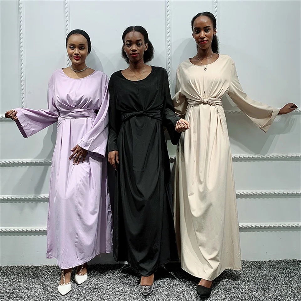 Женское платье абайя Siskakia однотонное Бандажное из двух частей для Африки