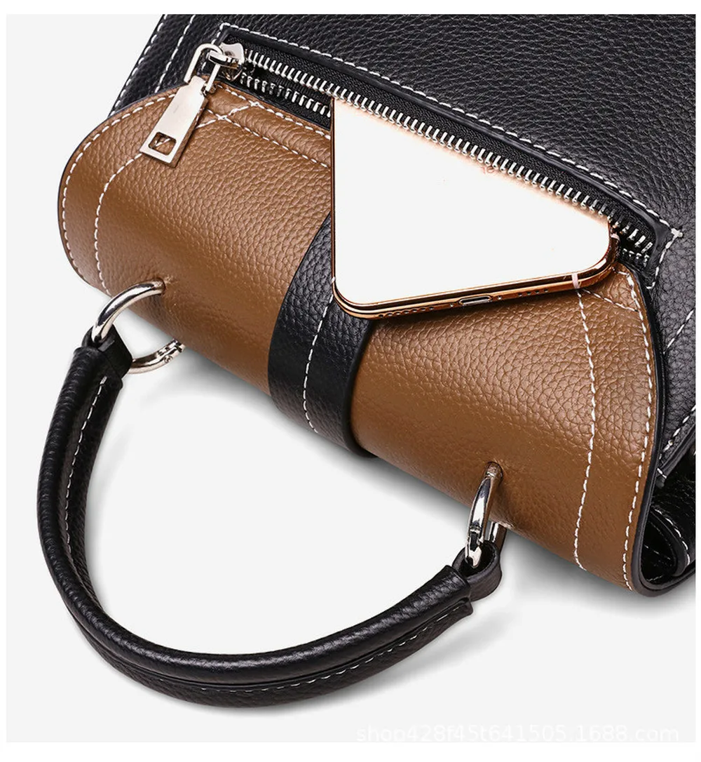

2021 New Simple and Fashionable Cover Type Contrast Color Large-capacity Ladies Portable Single Shoulder Messenger Briefcase