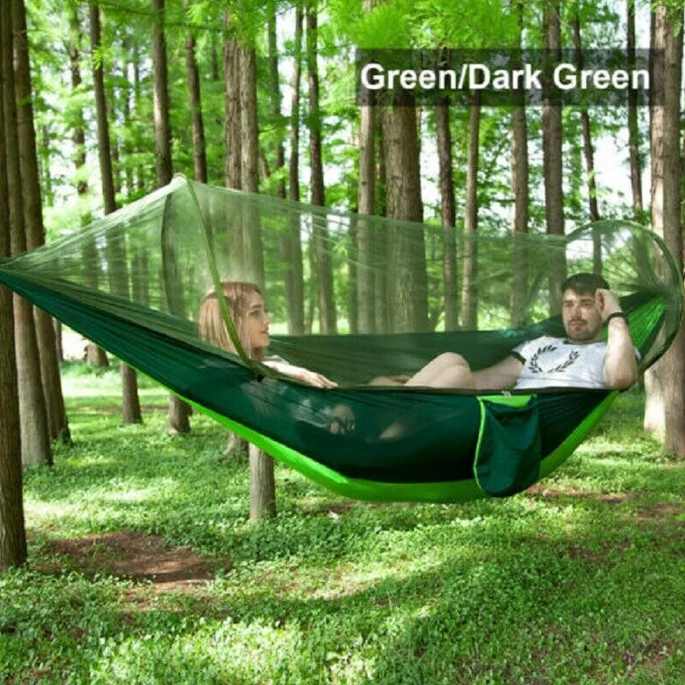 

Portable Nylon Hammock Double Outdoor Hiking Camping Survival Mosquito Net Sleeping Bed Swing Hammock for Backpacking