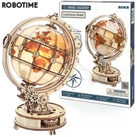 robotime rokr luminous globe 3d wooden puzzle games assemble model buliding kits toys gift for children boys
