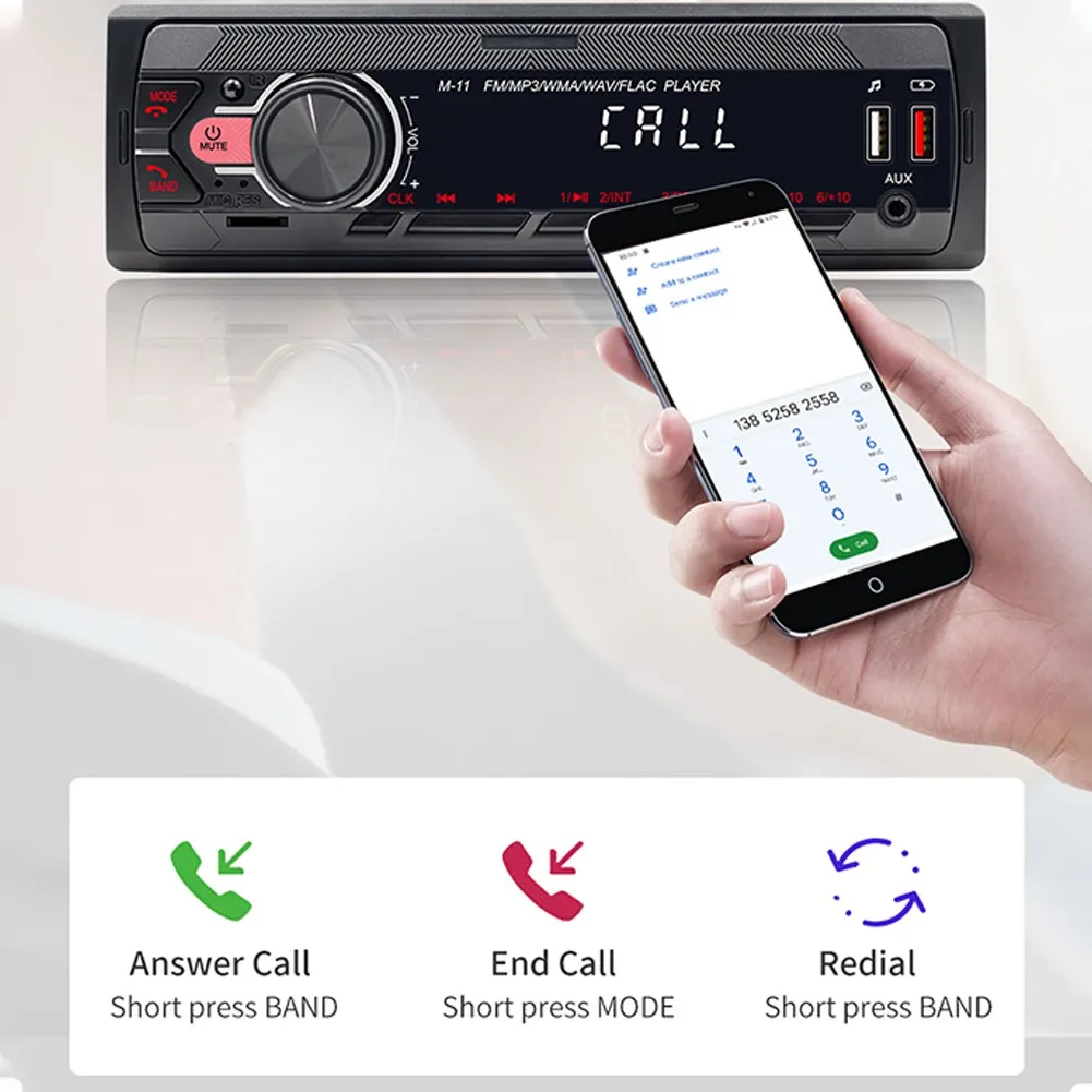 Автомагнитола 1 Din Bluetooth стерео mp3-плеер FM-приемник с цветным светодиодным
