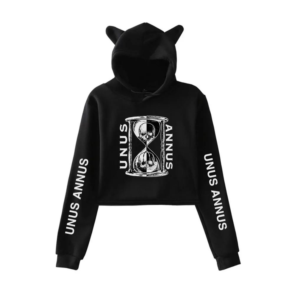 

Trendy Creative Funny TV Unus Annus Cat Ear Hoodies Teen Girls Print Trendy Pretty Sexy Short Hoodies Sweatshirts Slim Clothes