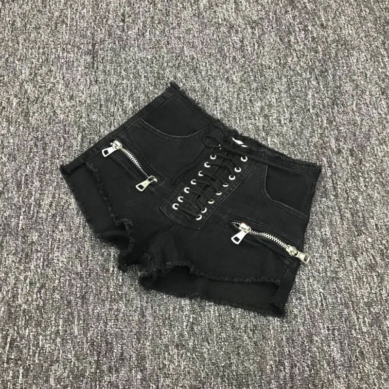 Летние модные сексуальные короткие джинсы на молнии с завышенной талией женские