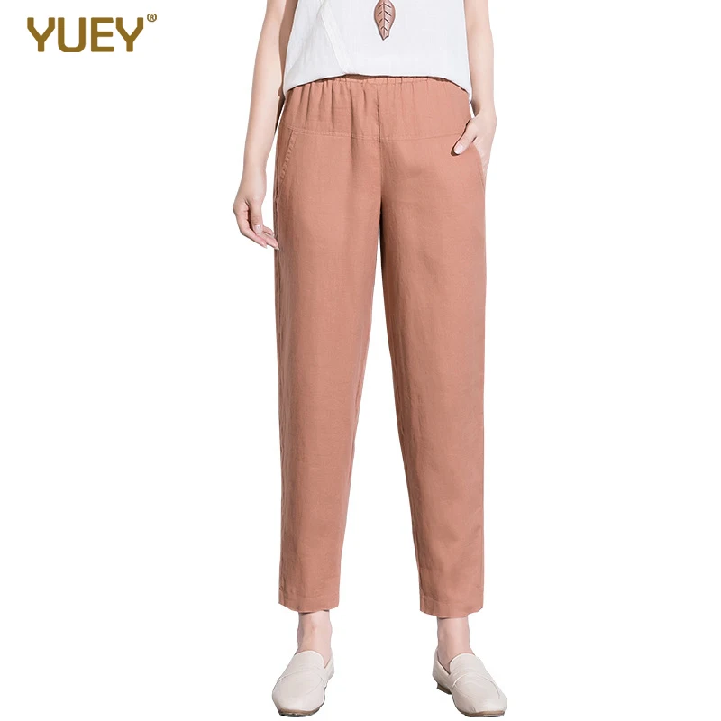 Женские тонкие свободные хлопковые льняные укороченные брюки для лета дышащие