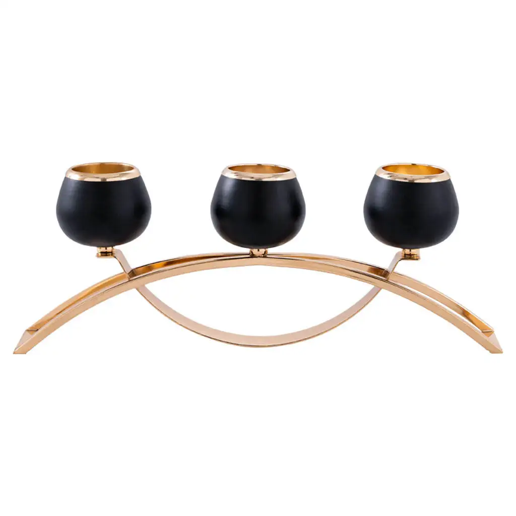 Металлический позолоченный подсвечник современный 3-ручной канделябр для