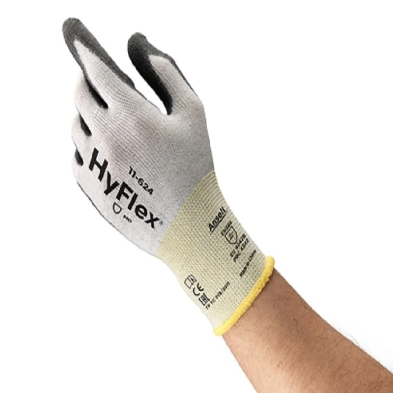 Ansell HyFlex®Перчатки с покрытием ладони трикотажные манжеты 11-624 Cut 3 стойкие Dyneema PU |