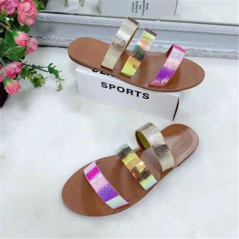 

New large size women's slippers platform flat fashion buckle casual women sandals breathable comfortable womens shoes slides