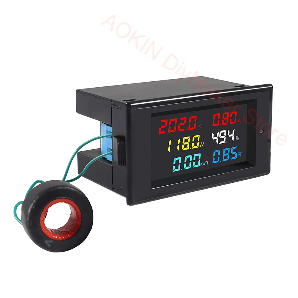 AC Display Meter 80-300V 100A Voltage Current Power Factor Frequency Electric Energy Monitor Ammeter Voltmeter Multimeter Tester digital lcd panel monitor ac voltage meters 100a 80 260v power energy voltmeter ammeter watt current amps volt meter tester