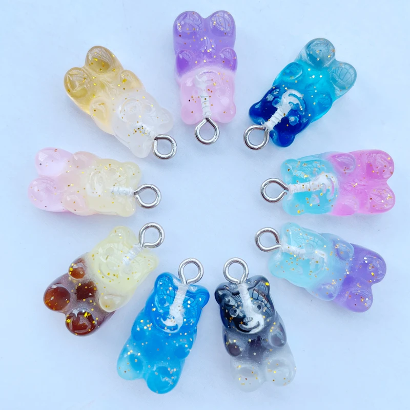 

10 Piece Cartoon Mini Bear Resin Series Kawaii Pendant Key Chain Pendant Necklace Pendant For DIY Accessories 068