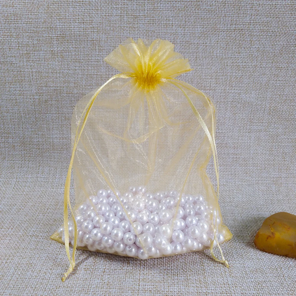 Golden 25 шт. 17x23 20x30 25x35 30x40 см Упаковка для ювелирных изделий растягивающиеся сумки из органзы, подарочные сумки и сумки для свадебной вечеринки, упаковка для ювелирных изделий - Цвет: Golden