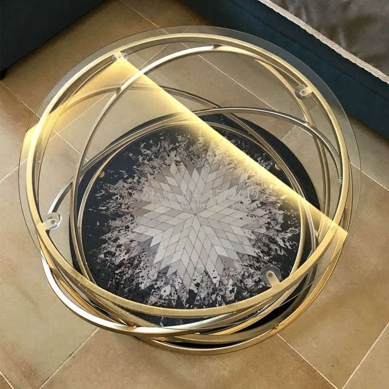 Кофейный столик в скандинавском стиле креативный кованый из закаленного стекла