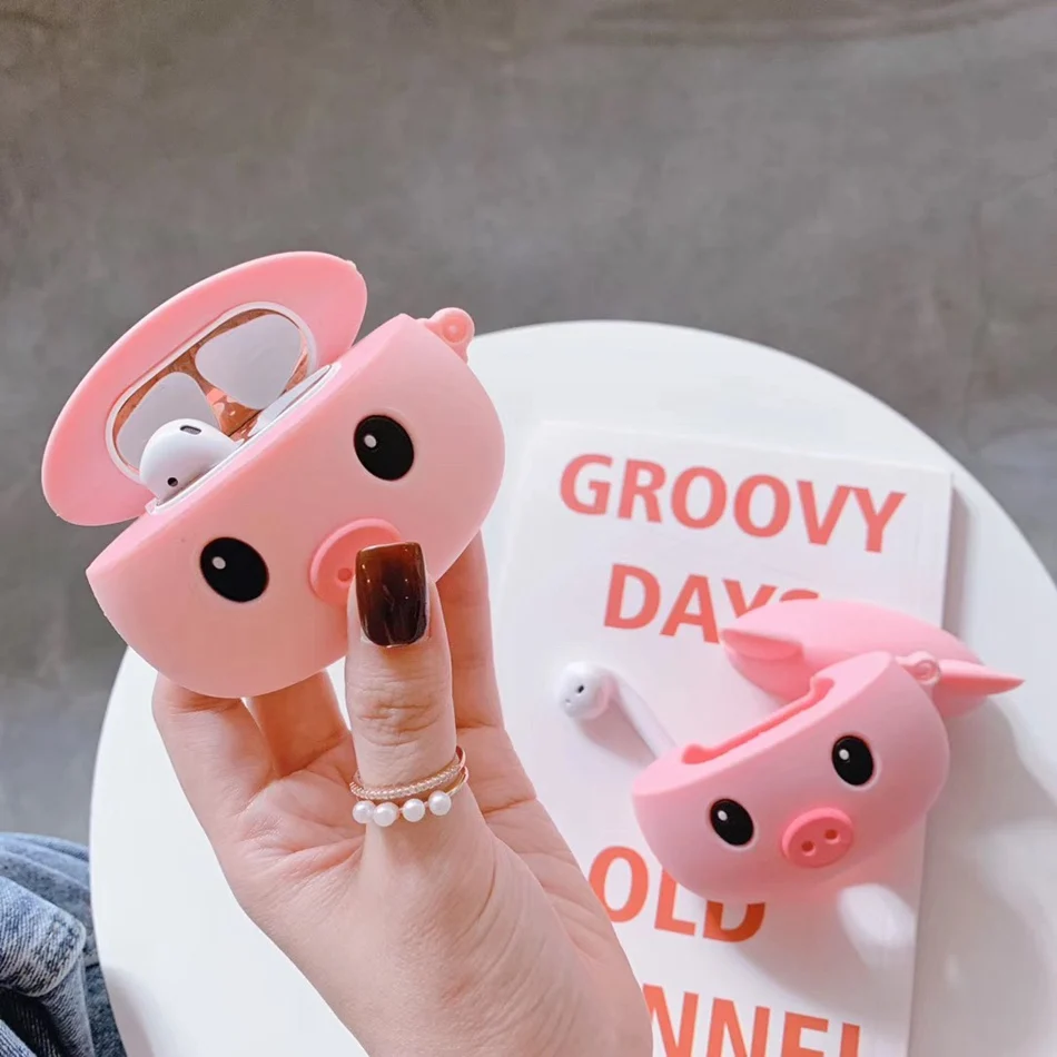 3D чехол для наушников s для AirPods, силиконовый чехол с милым мультяшным щенком для Apple Air pods 2, забавный чехол для наушников, кольцевой ремешок
