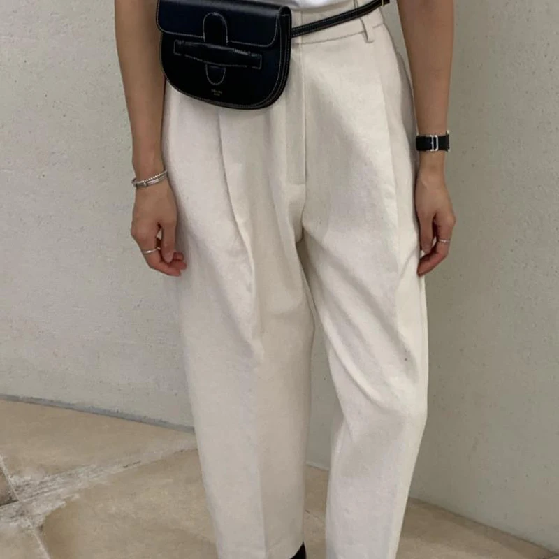 Женские свободные брюки Капри FLOYLYN повседневные длинные на молнии с высокой