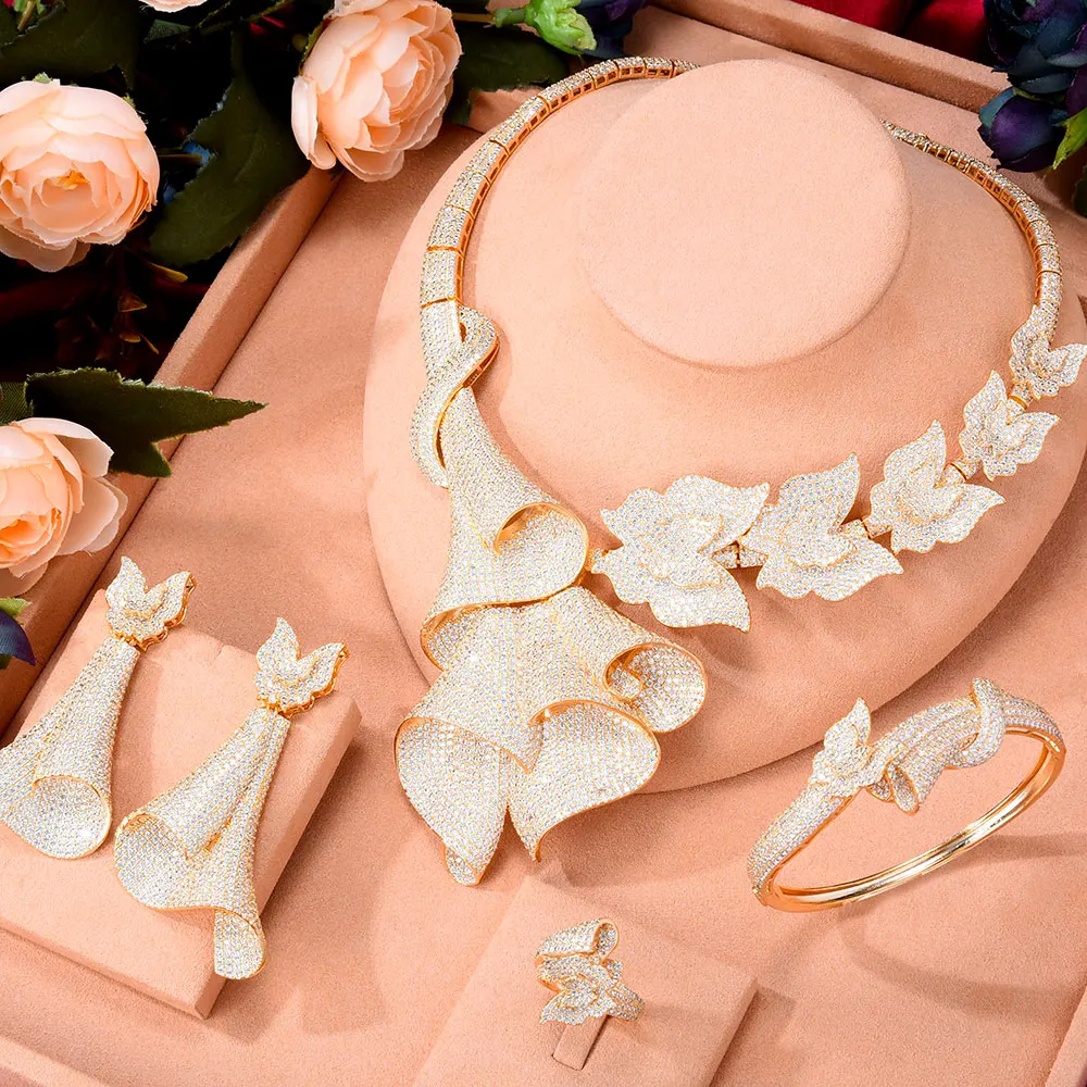 

GODKI супер большой роскошный комплект из 4 предметов с бабочками и фианитом в африканском стиле, комплект ювелирных изделий для женщин, Сваде...