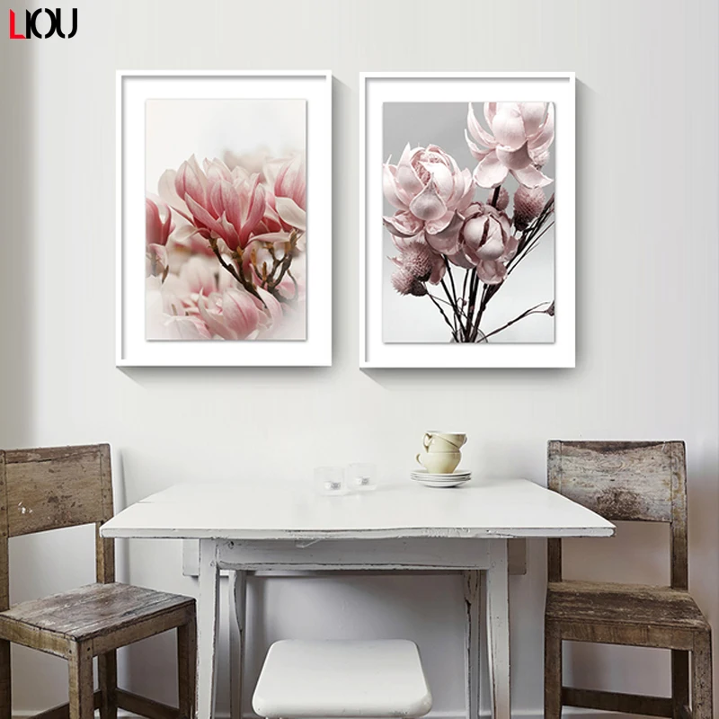 Большие розовые пионы Розовый пион цветок магнолия настенная Картина на холсте